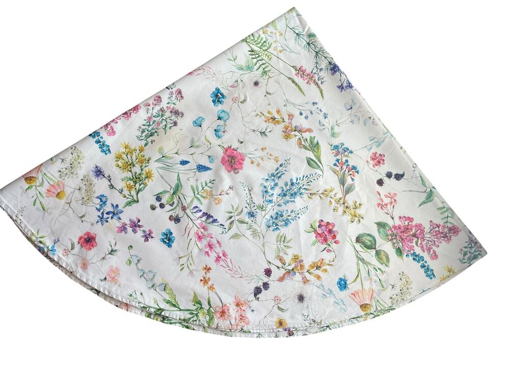 Province Decor Sylvie Wildflowers Cntr Design Cotton Coated Round Tablecloth 70"